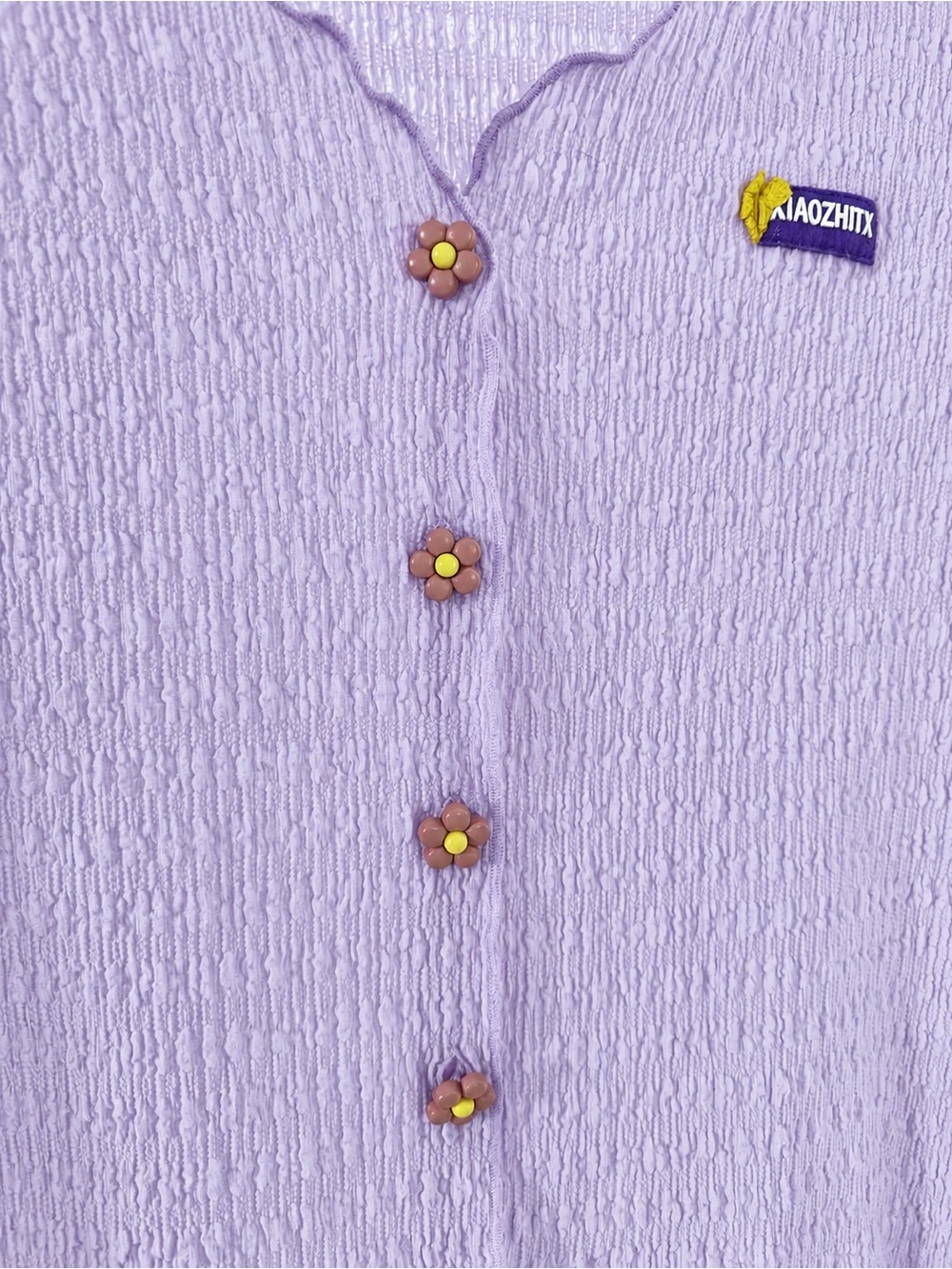 Lilac Scalloped V-Neck Button Cardigan - Picture 3 of 4